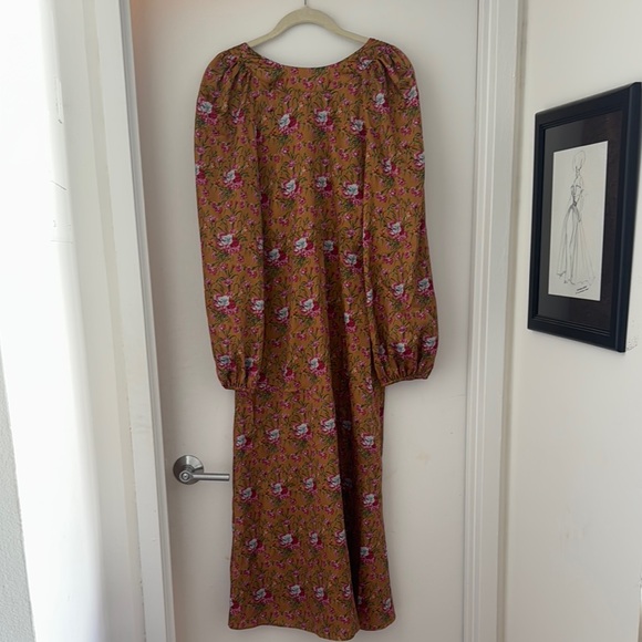 LoveShackFancy Kinnear Midi Dress with Long Bishop Sleeves and Scoop Neck - Picture 6 of 6